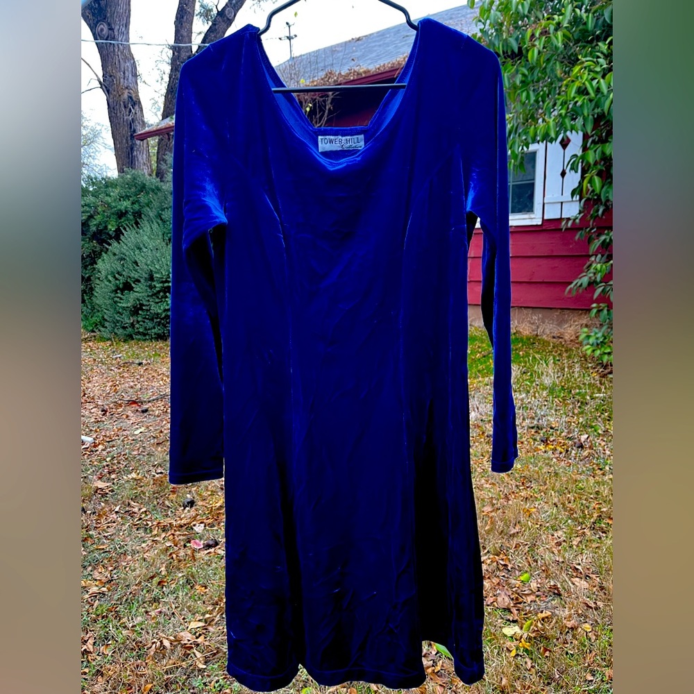 Vintage Blue Velvet Party Dress